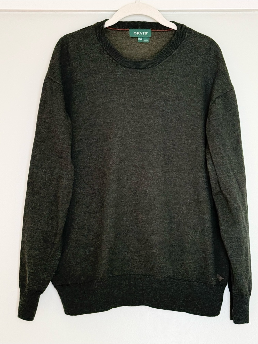 Orvis Merino Wool Cotton Crewneck Sweater Dark Olive Green XXL